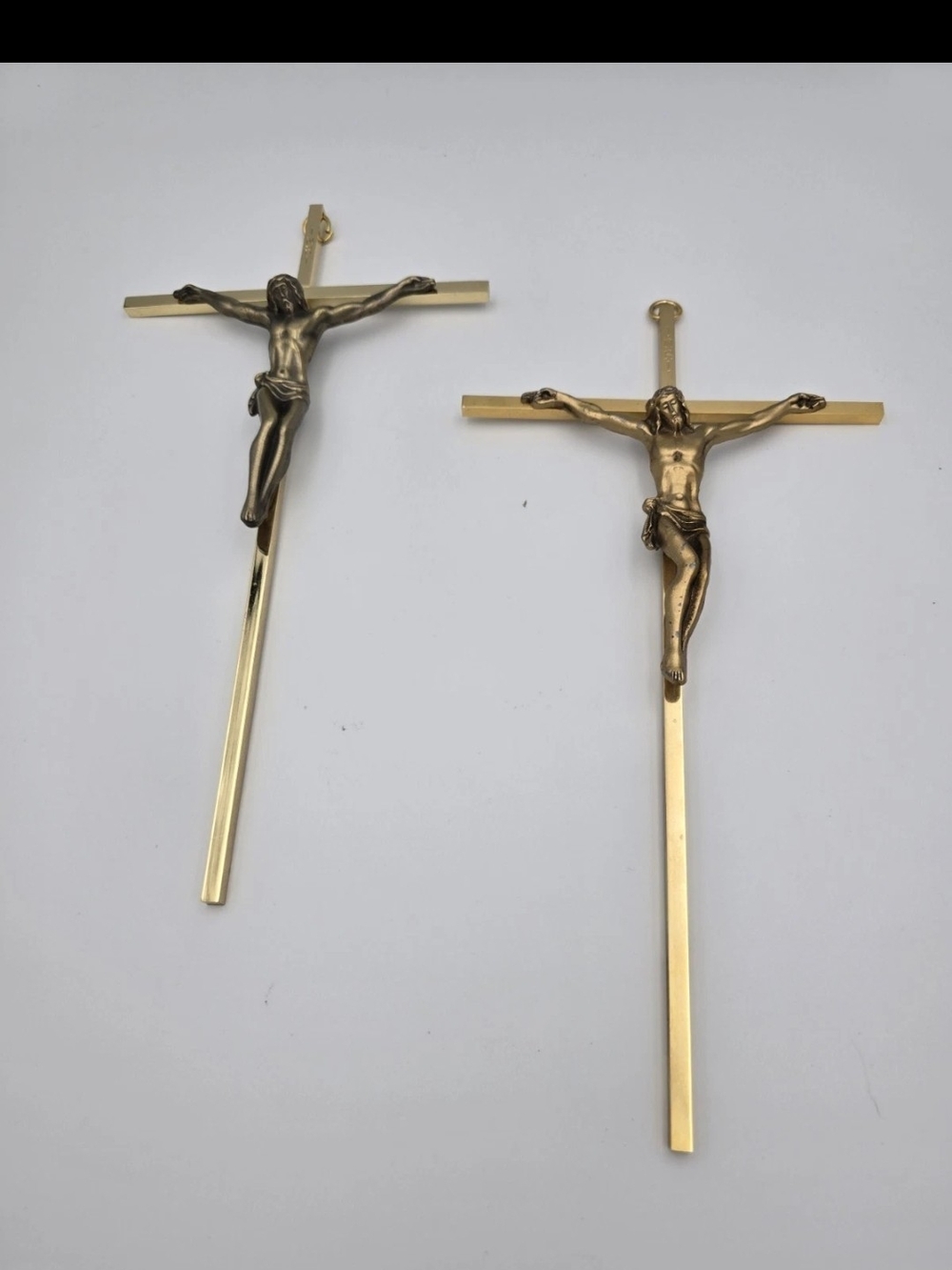 Brass Wall Crucifix with Bronze Tone Corpus - Gold Cross, Bronze Figure